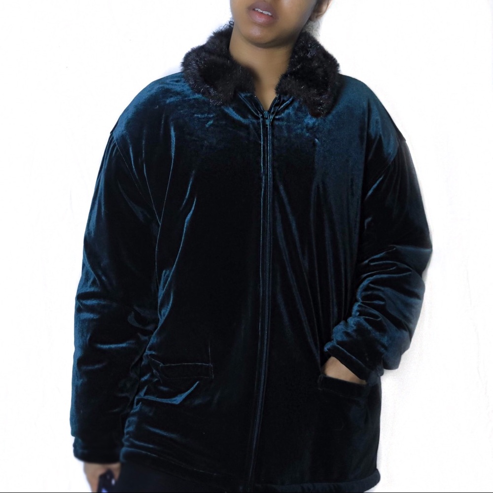 Jones NY Faux Fur Velvet Jacket